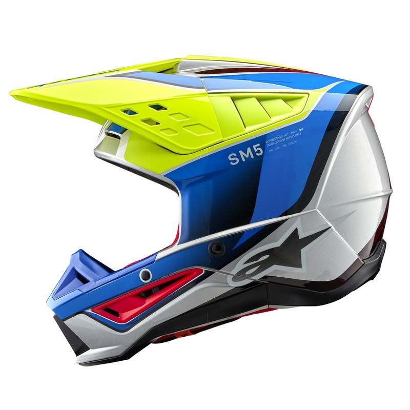 Alpinestars S-M5 Sail motokrossz bukósisak fluo sárga-kék-ezüst