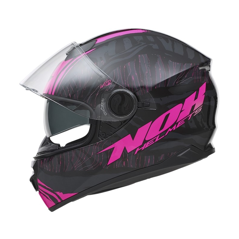 Integrált motoros sisak NOX N301 Vad fekete-fluo rózsaszín akció kiárusítás
