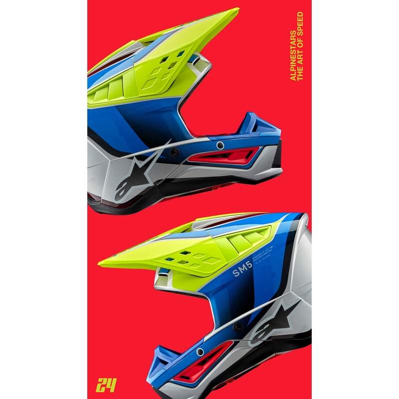 Alpinestars S-M5 Sail motokrossz bukósisak fluo sárga-kék-ezüst