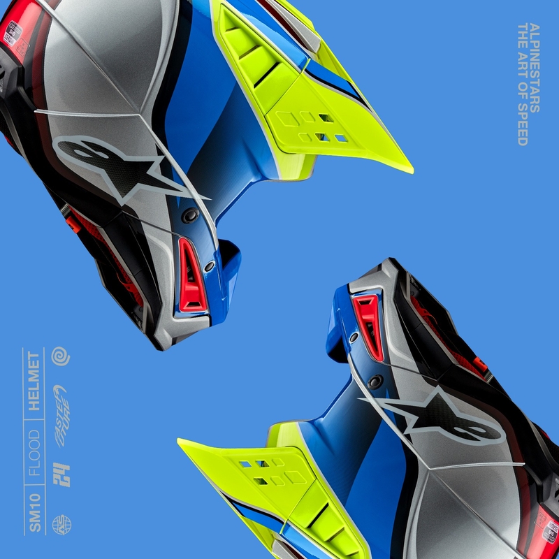 Alpinestars S-M5 Sail motokrossz bukósisak fluo sárga-kék-ezüst
