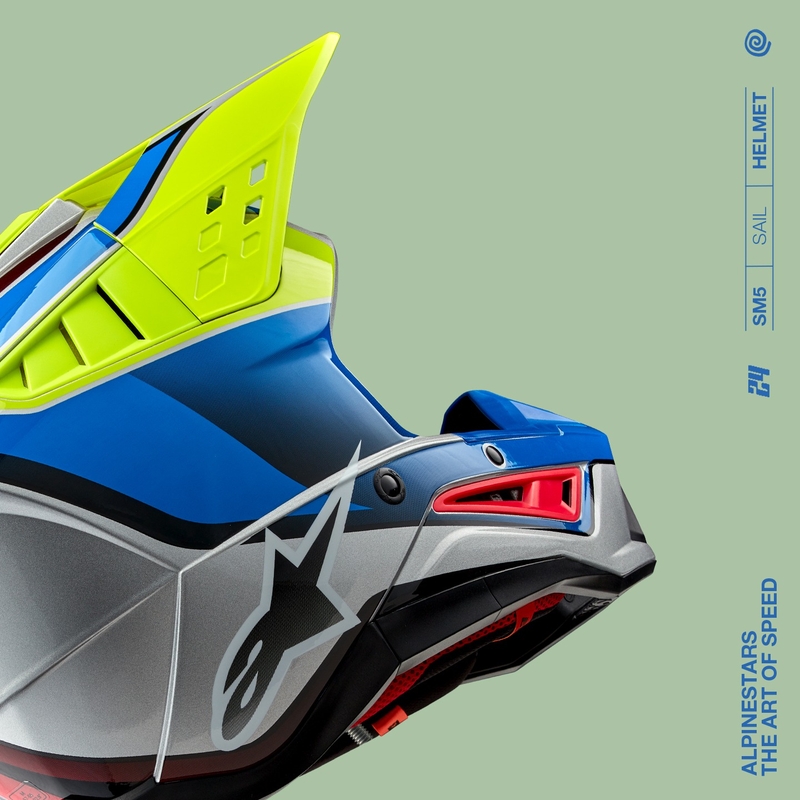 Alpinestars S-M5 Sail motokrossz bukósisak fluo sárga-kék-ezüst