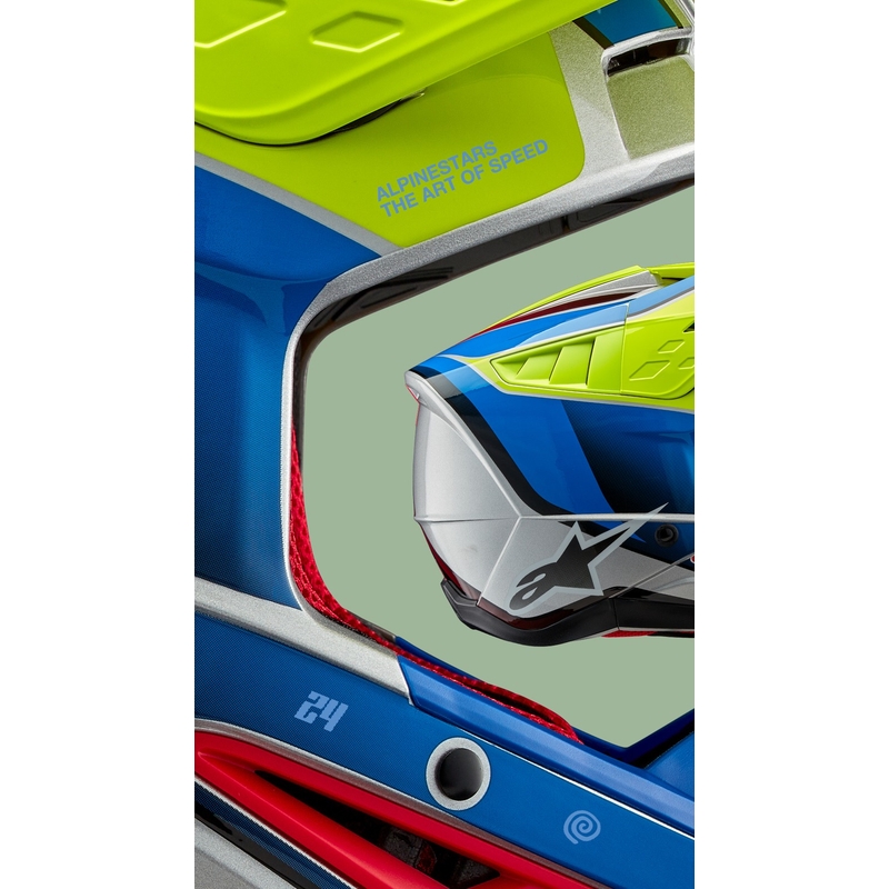 Alpinestars S-M5 Sail motokrossz bukósisak fluo sárga-kék-ezüst