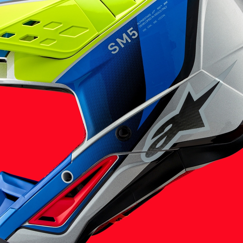 Alpinestars S-M5 Sail motokrossz bukósisak fluo sárga-kék-ezüst