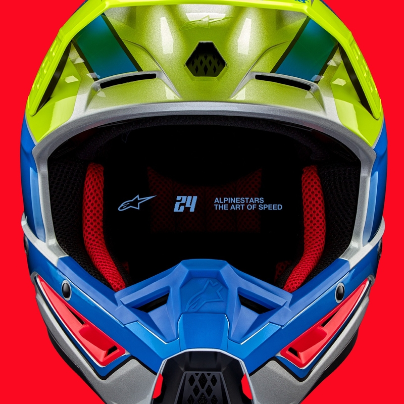 Alpinestars S-M5 Sail motokrossz bukósisak fluo sárga-kék-ezüst