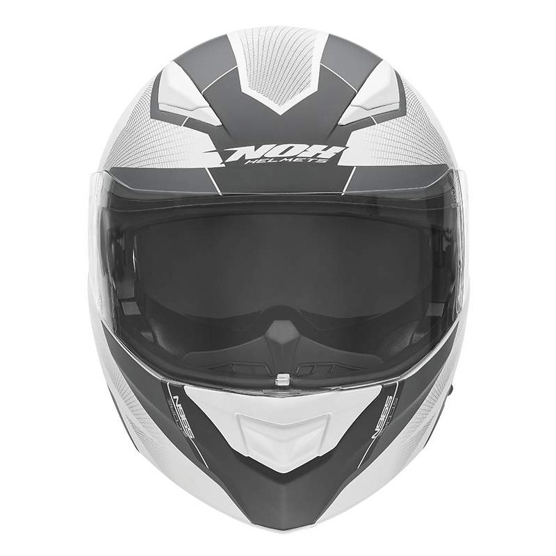 Billenő motorkerékpár sisak NOX N965 Pontszám fehér-szürke-fekete kiárusítás