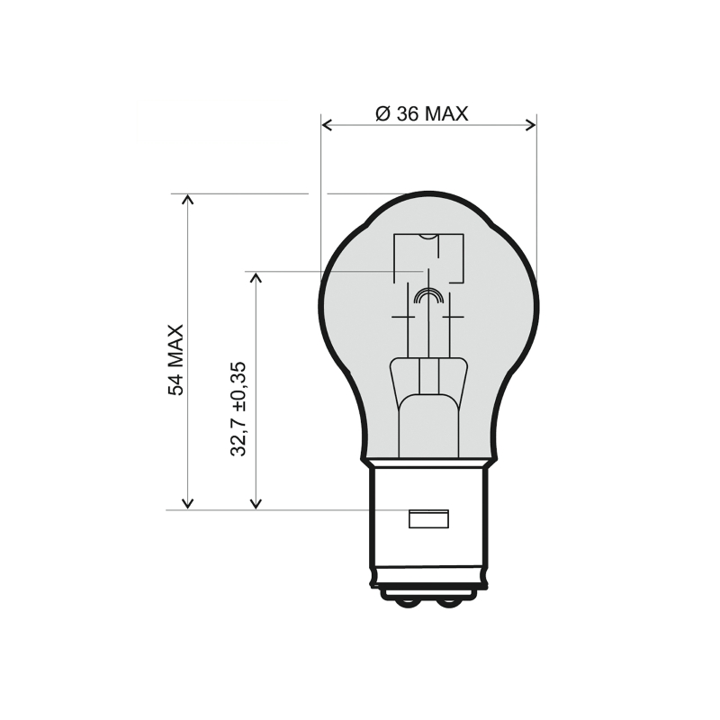 Izzó RMS 12V 35/35W, S2 BA20D fehér