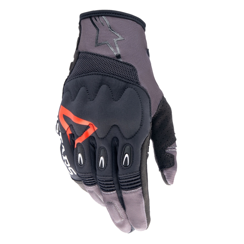 Alpinestars Techdura motocross kesztyű fekete-barna-fluo piros