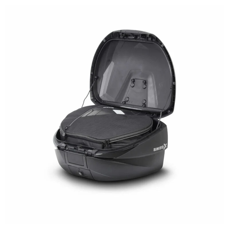 Felső csomagtartó SHAD SH59X black with aluminium cover (expandable concept) with PREMIUM SMART lock and backrest