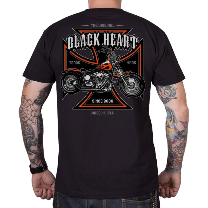 Black Heart Motorcycle Cross póló fekete