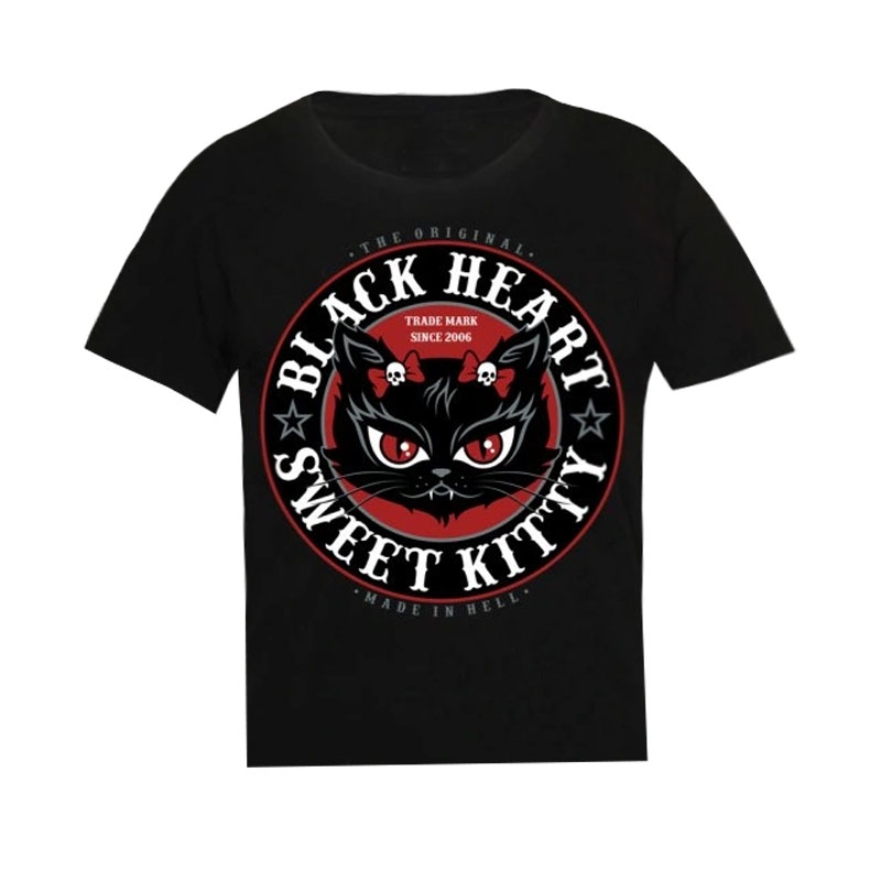 Black Heart Heart Kitty gyerek póló fekete