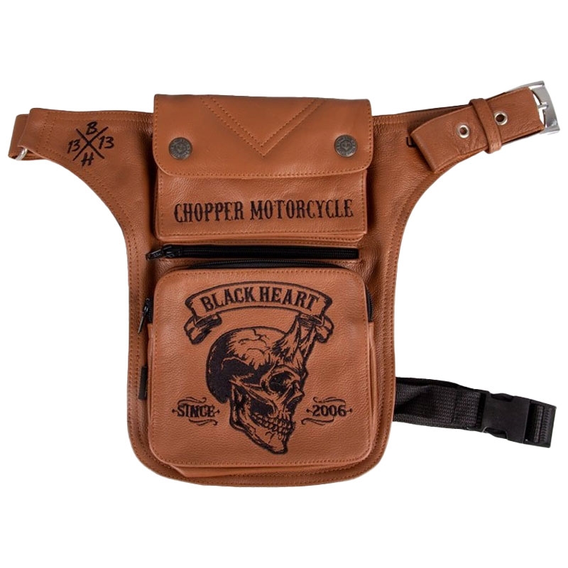 Kapsa stehenní Black Heart W-TEC Devil Skull Brown Leather hnědá