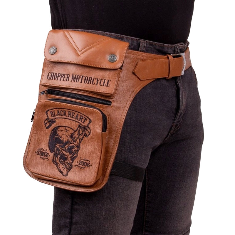 Kapsa stehenní Black Heart W-TEC Devil Skull Brown Leather hnědá