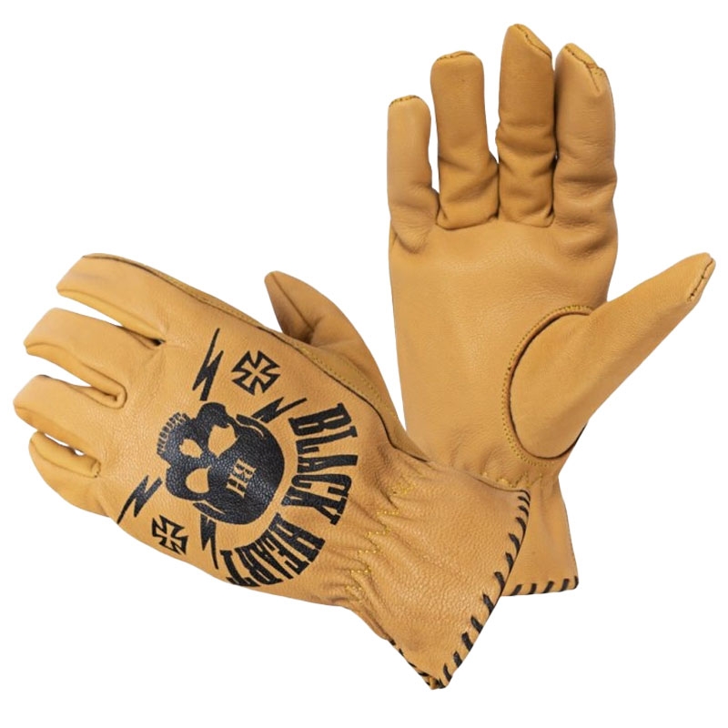 Black Heart Skull Gloves chopper kesztyű barna