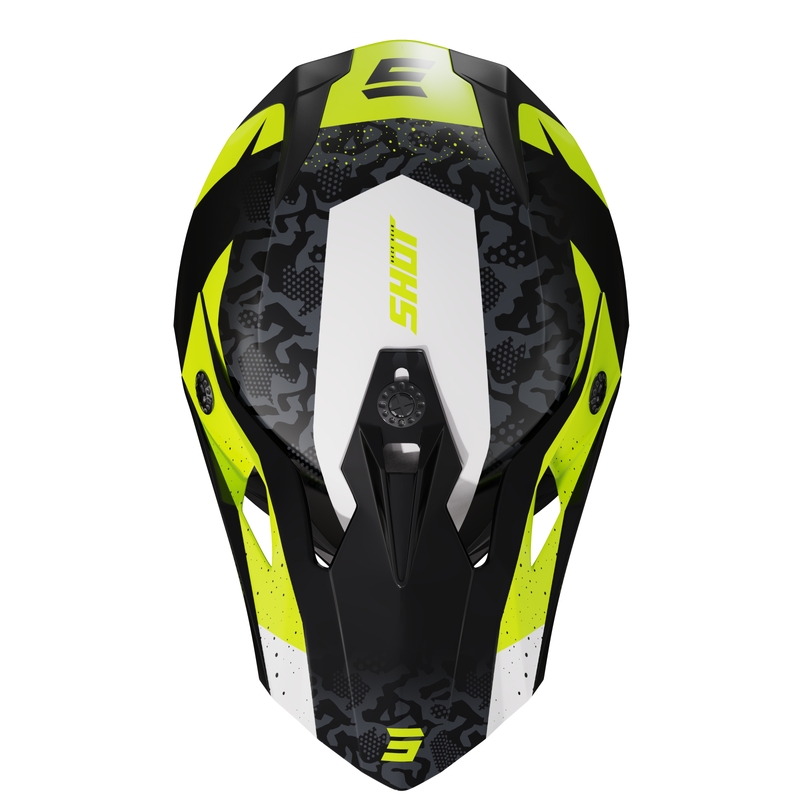 Shot Pulse Airfit gyerek motokrossz sisak fényes fekete-fehér-fluo sárga kiárusítás
