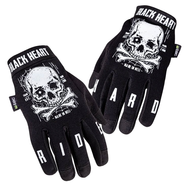 Black Heart W-TEC Web Skull chopper kesztyű fekete