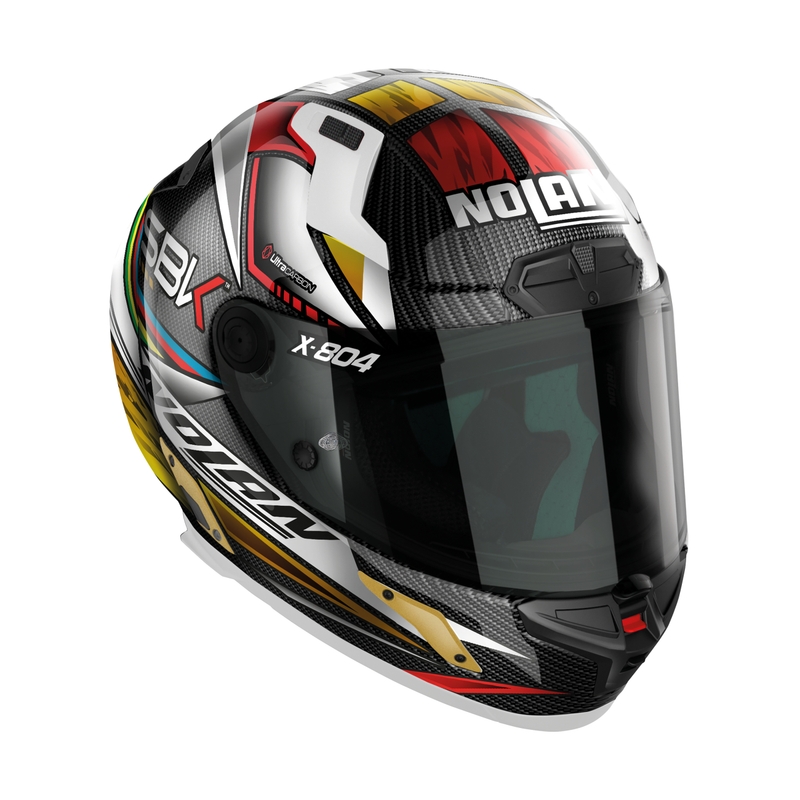 Nolan X-804 RS Ultra Carbon SBK zárt bukósisak fekete-piros-arany