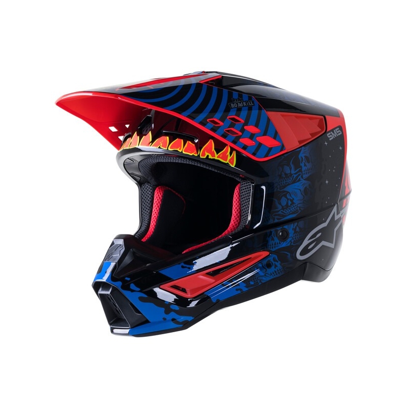 Alpinestars S-M5 Solar Flare motokrossz bukósisak fekete-kék-fluo piros-fluo sárga kiárusítás