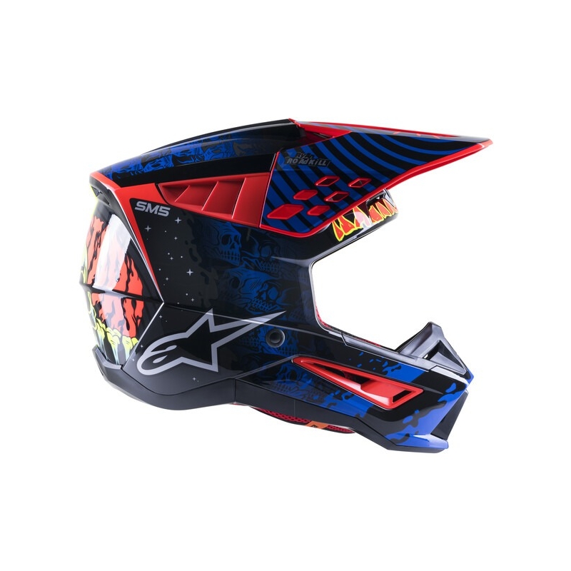 Alpinestars S-M5 Solar Flare motokrossz bukósisak fekete-kék-fluo piros-fluo sárga kiárusítás