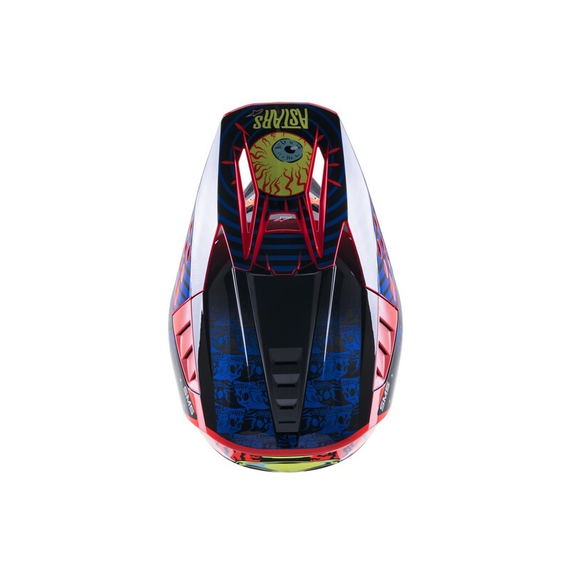 Alpinestars S-M5 Solar Flare motokrossz bukósisak fekete-kék-fluo piros-fluo sárga kiárusítás