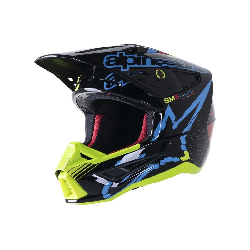 Alpinestars S-M5 Action motokrossz bukósisak fluo sárga-fekete-kék-sötétpiros