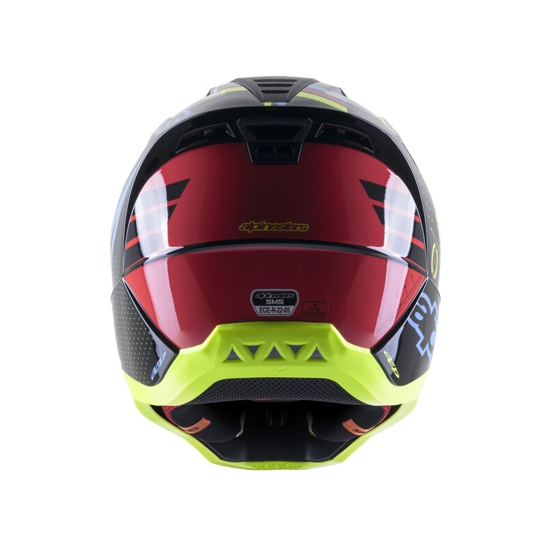 Alpinestars S-M5 Action motokrossz bukósisak fluo sárga-fekete-kék-sötétpiros