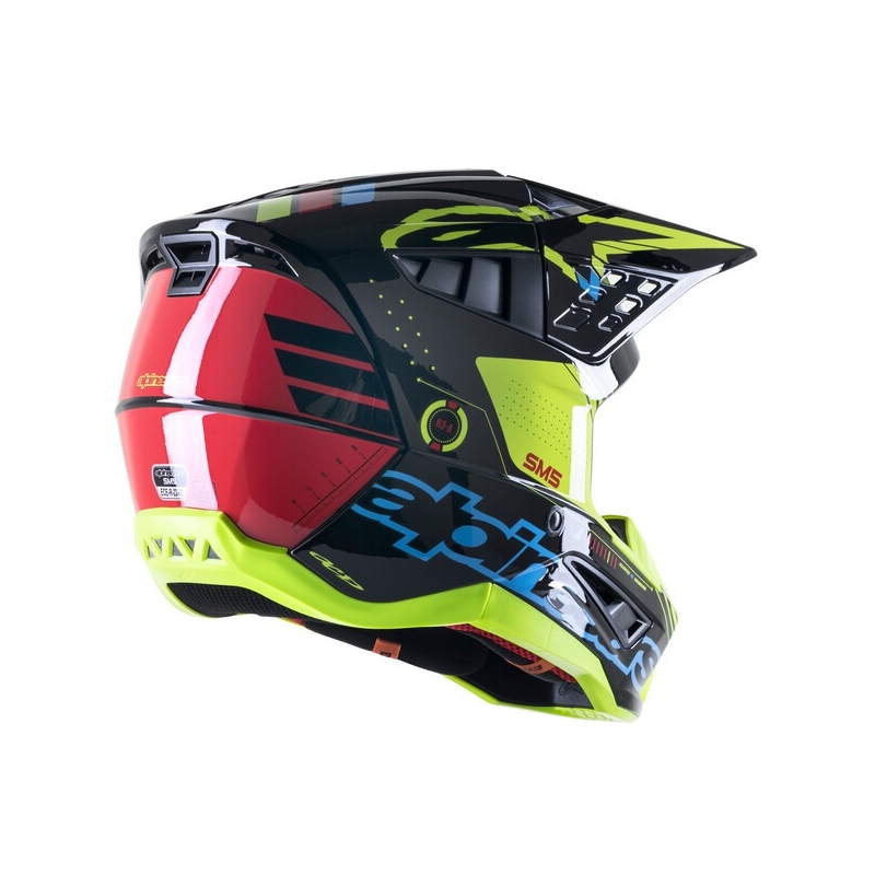 Alpinestars S-M5 Action motokrossz bukósisak fluo sárga-fekete-kék-sötétpiros