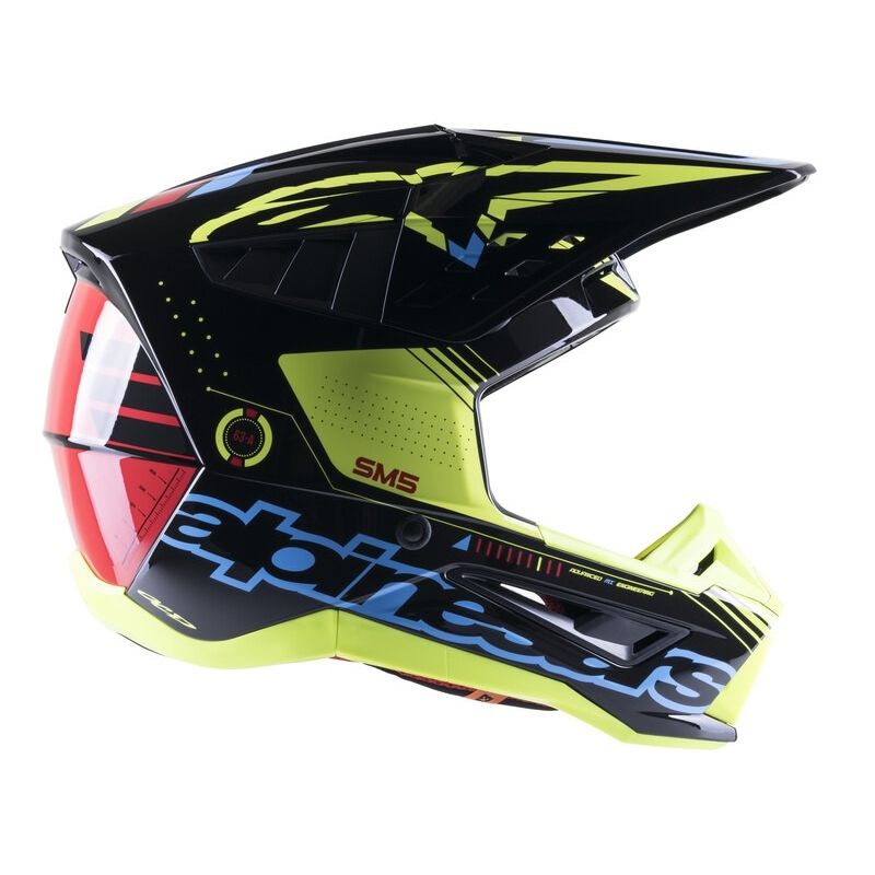 Alpinestars S-M5 Action motokrossz bukósisak fluo sárga-fekete-kék-sötétpiros