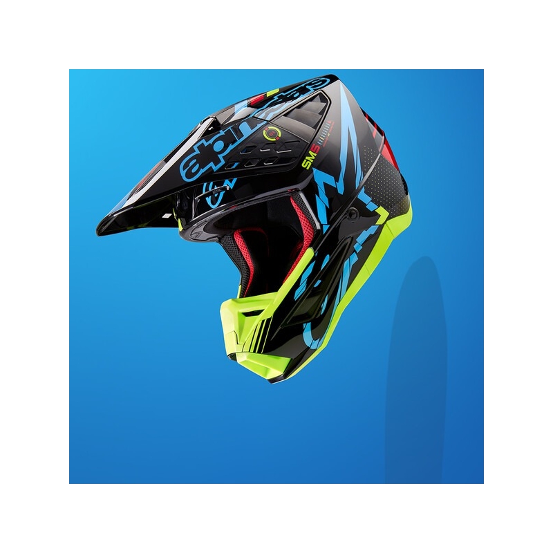 Alpinestars S-M5 Action motokrossz bukósisak fluo sárga-fekete-kék-sötétpiros