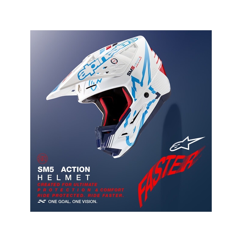 Alpinestars S-M5 Action motokrossz bukósisak fehér-kék-fekete-sötétpiros