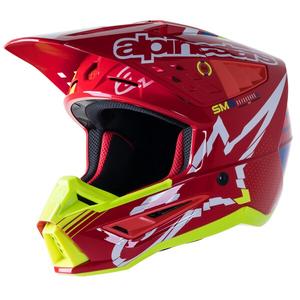 Alpinestars S-M5 Action motokrossz bukósisak piros-fluo sárga-fehér-kék