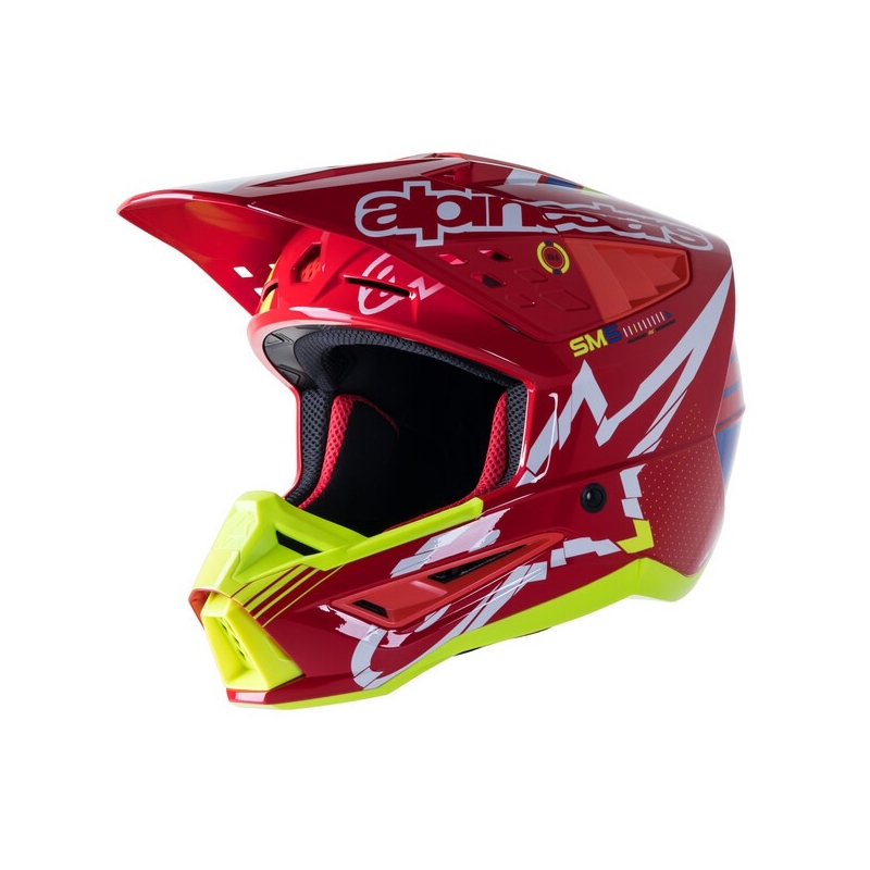 Alpinestars S-M5 Action motokrossz bukósisak piros-fluo sárga-fehér-kék