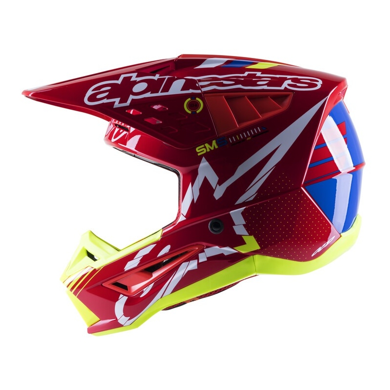 Alpinestars S-M5 Action motokrossz bukósisak piros-fluo sárga-fehér-kék