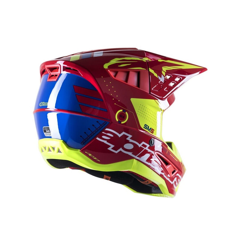 Alpinestars S-M5 Action motokrossz bukósisak piros-fluo sárga-fehér-kék