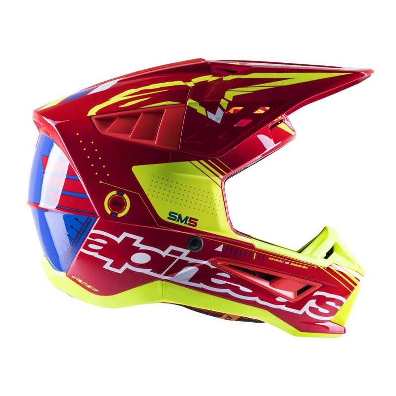 Alpinestars S-M5 Action motokrossz bukósisak piros-fluo sárga-fehér-kék