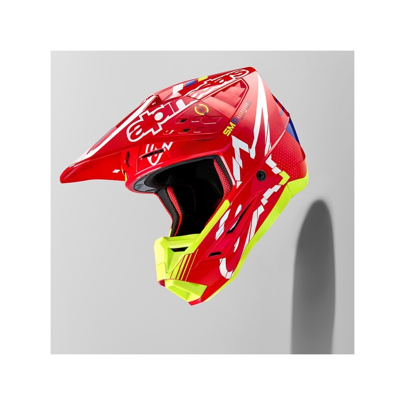 Alpinestars S-M5 Action motokrossz bukósisak piros-fluo sárga-fehér-kék