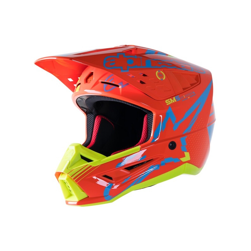 Alpinestars S-M5 Action motokrossz bukósisak narancssárga-fluo sárga-világoskék