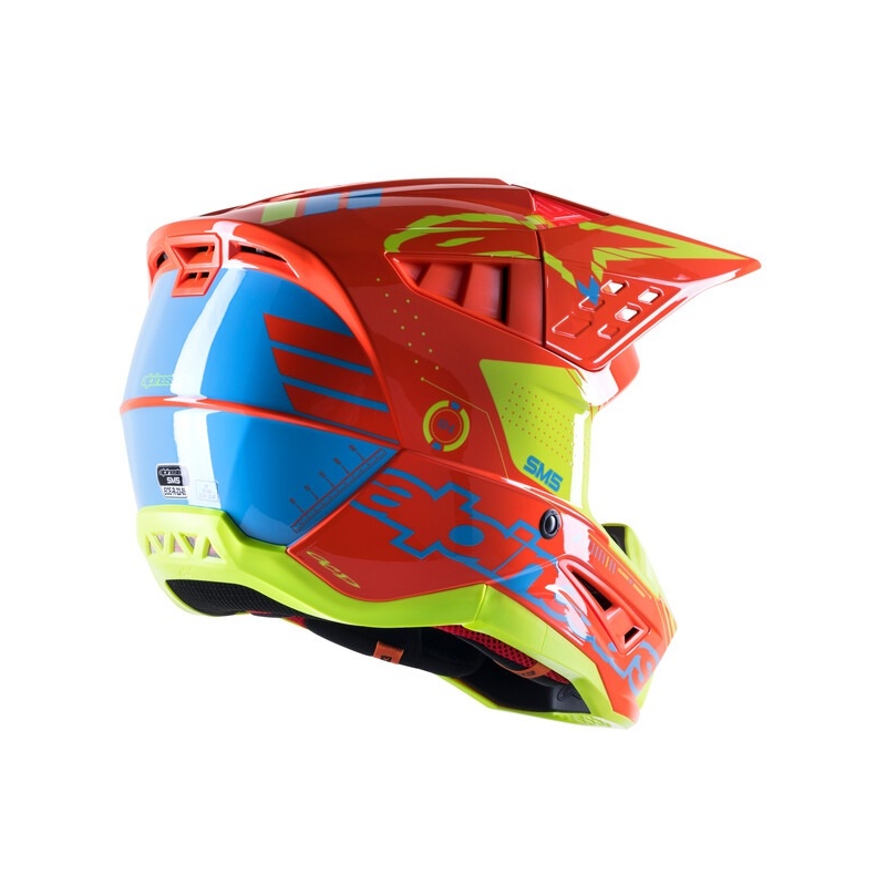 Alpinestars S-M5 Action motokrossz bukósisak narancssárga-fluo sárga-világoskék