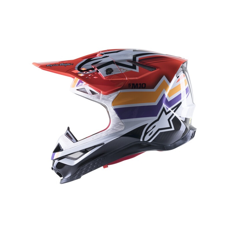 Alpinestars Supertech S-M10 Edice Troy Lee Designs motokrossz bukósisak narancssárga-sárga-lila-fehér-fekete