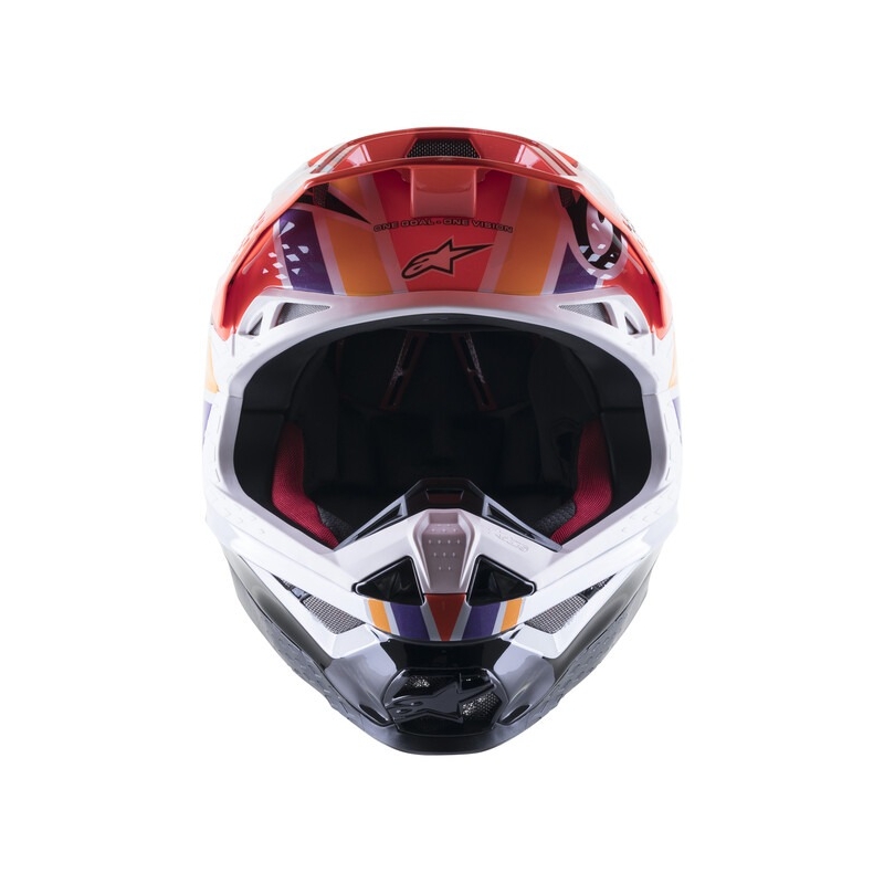 Alpinestars Supertech S-M10 Edice Troy Lee Designs motokrossz bukósisak narancssárga-sárga-lila-fehér-fekete