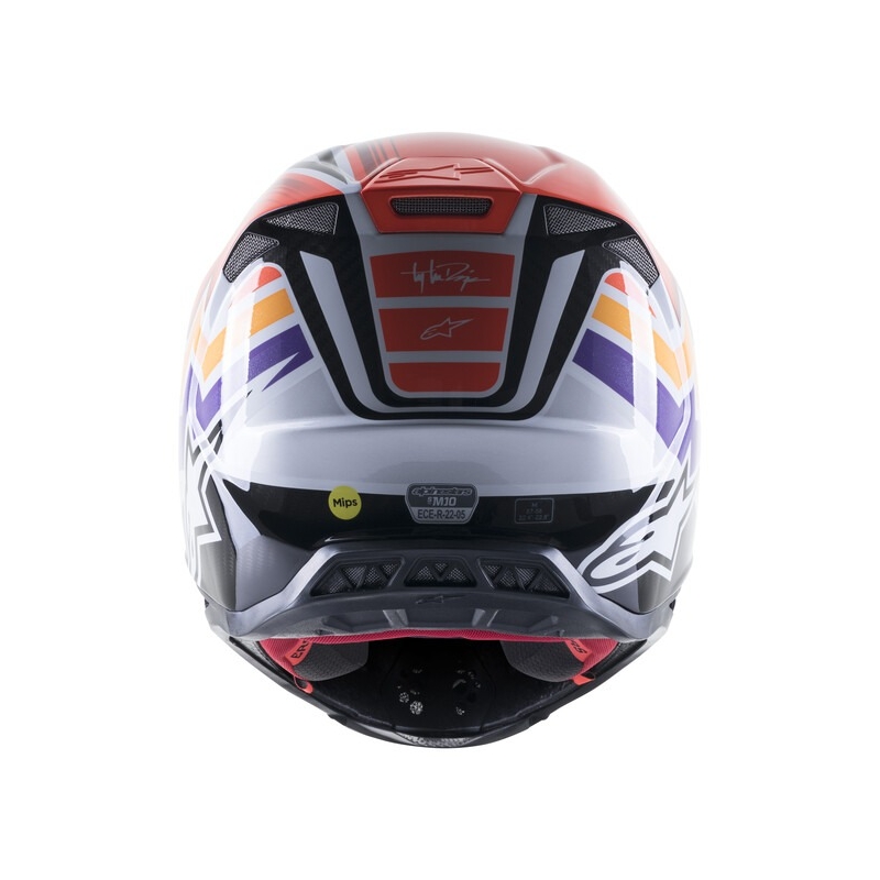 Alpinestars Supertech S-M10 Edice Troy Lee Designs motokrossz bukósisak narancssárga-sárga-lila-fehér-fekete