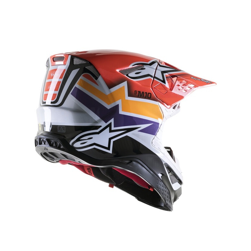 Alpinestars Supertech S-M10 Edice Troy Lee Designs motokrossz bukósisak narancssárga-sárga-lila-fehér-fekete