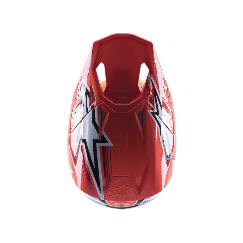 Alpinestars Supertech S-M10 Edice Troy Lee Designs motokrossz bukósisak narancssárga-sárga-lila-fehér-fekete