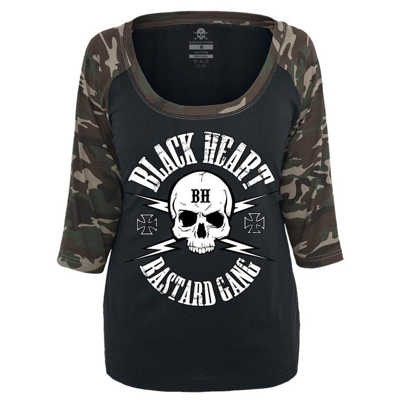 Női póló Black Heart Bastard Skull Camo akció kiárusítás