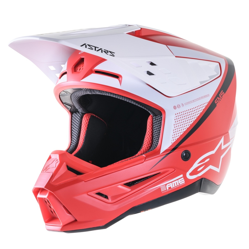 Alpinestars S-M5 Rayon motocross bukósisak matt piros-fehér-fekete