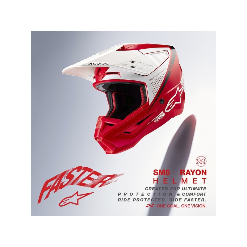 Alpinestars S-M5 Rayon motocross bukósisak matt piros-fehér-fekete