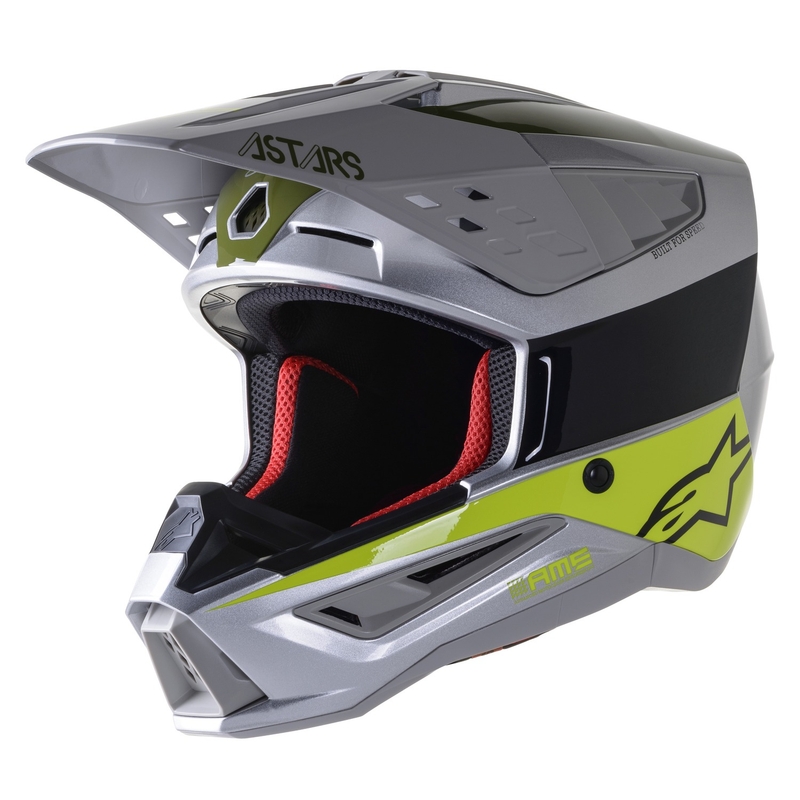 Alpinestars S-M5 Bond motokrossz bukósisak fényes ezüst-fluo sárga-zöld