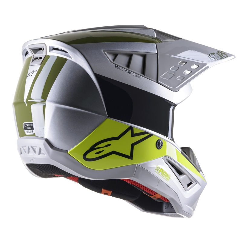 Alpinestars S-M5 Bond motokrossz bukósisak fényes ezüst-fluo sárga-zöld