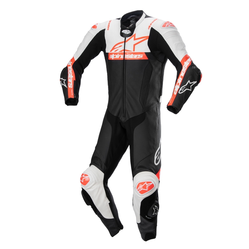 Alpinestars Missile 2 Ward motoros bőrkombi fekete-fehér-fluo piros