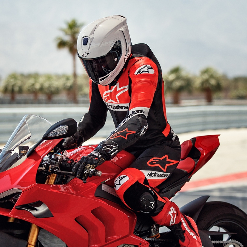 Alpinestars Missile 2 Ward motoros bőrkombi fekete-fluo piros-fehér