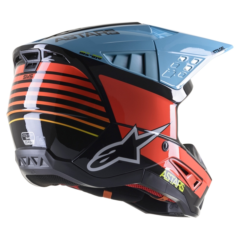 Alpinestars S-M5 Speed motokrossz bukósisak fekete-fluo sárga-világoskék fényes